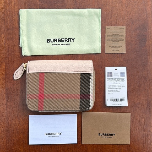 New Burberry zip around wallet with dust bag - Pale Cameo - Picture 1 of 12